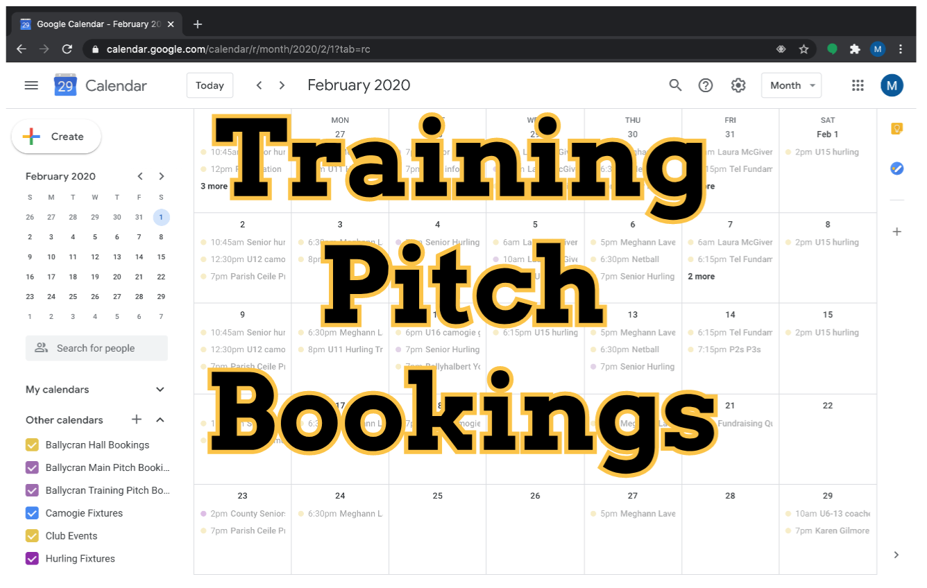 Training Pitch Bookings