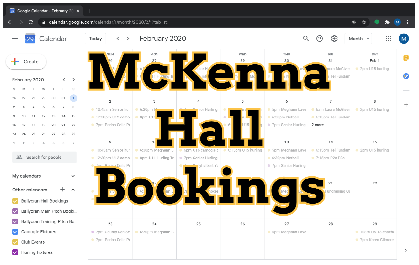 McKenna Hall Bookings