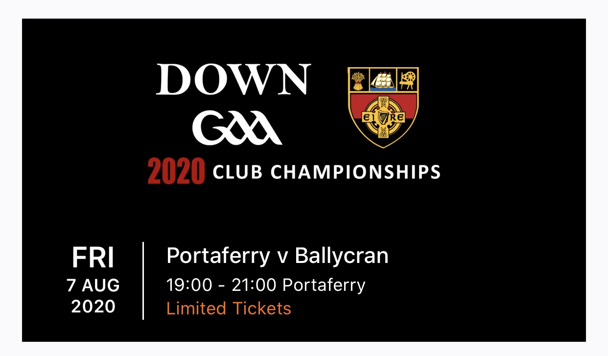 Update – Ticket App for Down GAA SHC games admission is now available for downloading